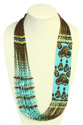 Paw Print Necklace - #132 Turquoise and Gold, Magnetic Clasp!