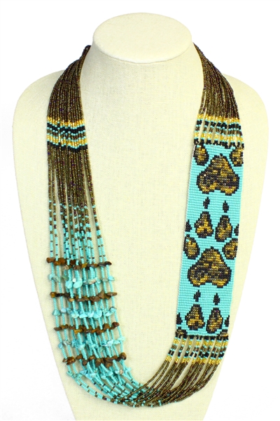 Paw Print Necklace - #132 Turquoise and Gold, Magnetic Clasp!