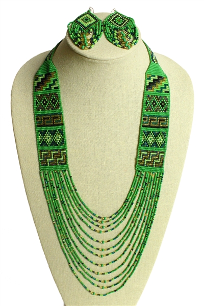 Mesa Necklace and Earring Set - #109 Green, Magnetic Clasp!