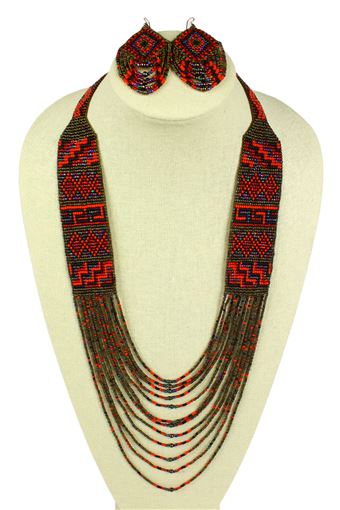 Mesa Necklace and Earring Set - #111 Red Garnet, Magnetic Clasp!
