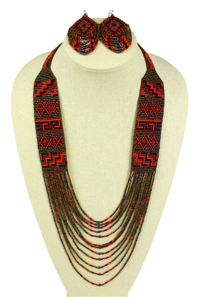 Mesa Necklace and Earring Set - #111 Red Garnet, Magnetic Clasp!