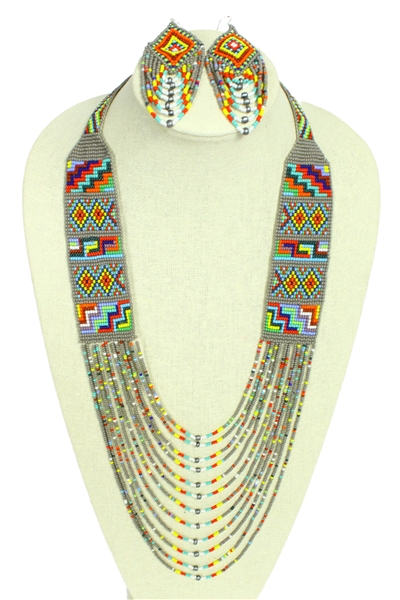 Mesa Necklace and Earring Set - #112 Gray, Magnetic Clasp!