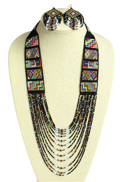 Mesa Necklace and Earring Set - #200 Black, Magnetic Clasp!