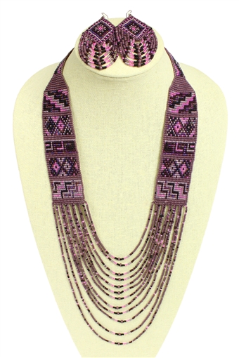 Mesa Necklace and Earring Set - #210 Purple, Magnetic Clasp!