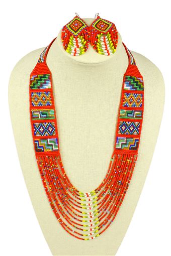 Mesa Necklace and Earring Set - #213 Red, Magnetic Clasp!