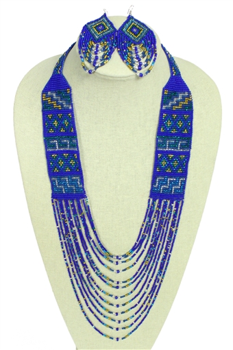 Mesa Necklace and Earring Set - #280 Cobalt and Gold, Magnetic Clasp!