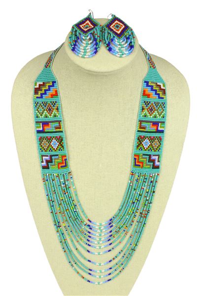 Mesa Necklace and Earring Set - #289 Turquoise and Multi, Magnetic Clasp!