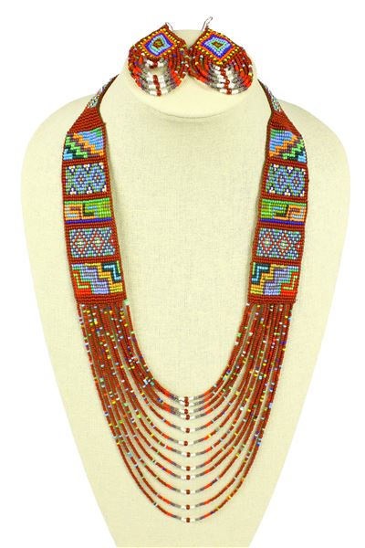 Mesa Necklace and Earring Set - #550 Brown, Magnetic Clasp!