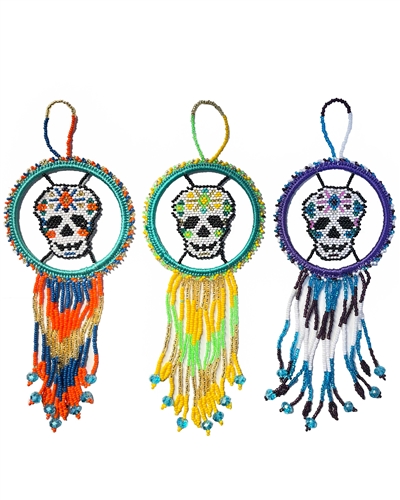 Sugar Skull Dream Catcher, 9" - Assorted Colors