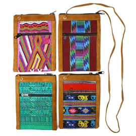 Leather Huipile Shoulder Bag (6.75" x 9") - Ethnic
