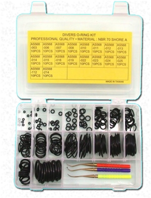 180 Piece Buna / NBR O-Ring Kit w/ Brass Picks