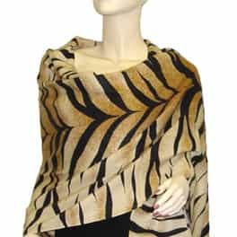 3 Ply Cashmere Pashmina Tiger Animal Print Wrap