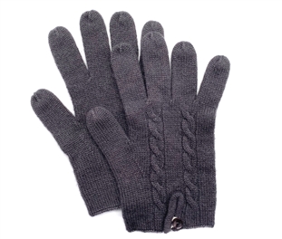 Knit Cashmere Gloves Charcoal