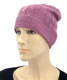 Cashmere Cable Knit Hat Midnight Lavender