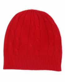 Cashmere Cable Knit Hat Red