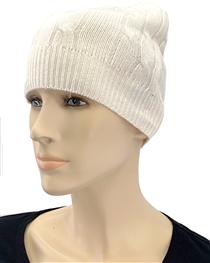 Cashmere Cable Knit Hat Natural