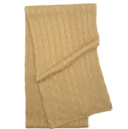 Pure Cashmere Cable Knit Scarf Camel