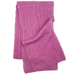 Pure Cashmere Cable Knit Scarf Midnight Lavender