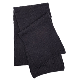 Pure Cashmere Cable Knit Scarf Black