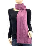 Pure Cashmere Cable Knit Scarf Midnight Lavender