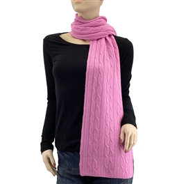 Pure Cashmere Cable Knit Scarf Pink