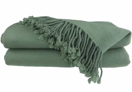 Pure Cashmere Throw Blanket Sage Green 3Ply
