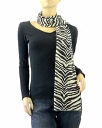 Pure Cashmere Knit Printed Scarf Zebra