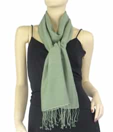 Pashmina/Silk Water Stole Sage Green