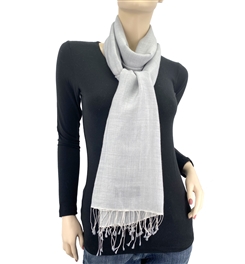 Pashmina/Silk Water Stole Silver Grey