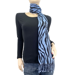 Blue Zebra Animal Print Pashmina