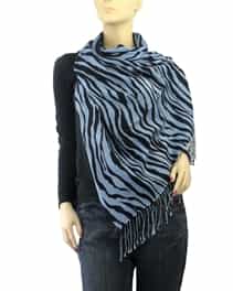 Blue Zebra Animal Print Pashmina