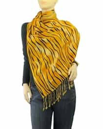 Orange Tiger Animal Print Pashmina