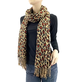 Leopard Red Dot Animal Print Pashmina