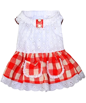 gingham country dress red