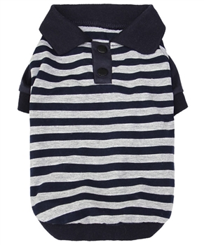 striped polo nav-gray