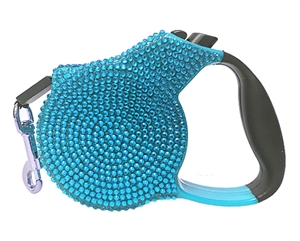 crystal rectractable blue leash