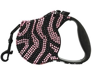 retractable leash zebra pink