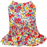 ruched waist floral artsy dress dog shirt