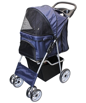 dark blue pet stroller