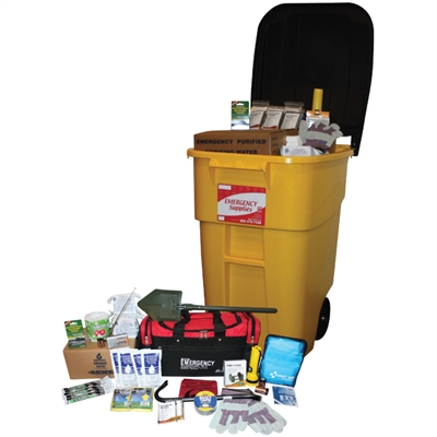 50 Person Emergency Supply Kit stored in one large container has all the supplies you'll need to be prepared in an emergency.
