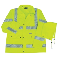 Rain Coat with Reflective Tape (Class 3) size Medium is great for when you're working on a rainy night