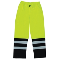 Rain Pants size large are a bright yellow that are comfortable when working outdoors