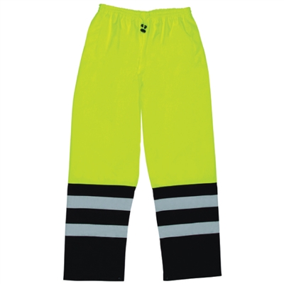 Rain Pants size large are a bright yellow that are comfortable when working outdoors