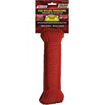 Nylon 550 Paracord Red 100 ft