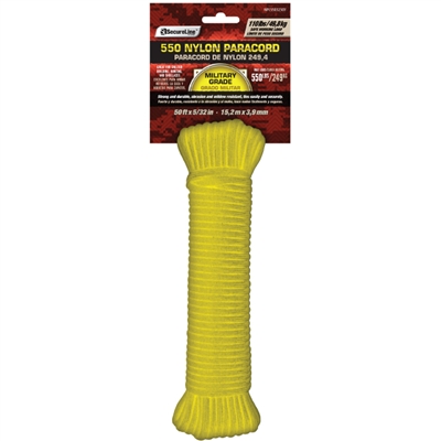 Nylon 550 Paracord Yellow 50 ft