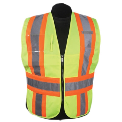 ICS Deluxe Vest with Stripes Hi-Visibility Lime