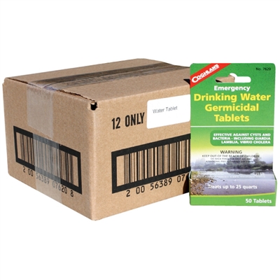 Water Purification Tablets - 12 Bottles per Case