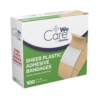 Sheer Plastic Adhesive Bandage 1 in x 3in 100 Pack