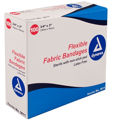 Woven Adhesive Bandages - 3/4" x 3" - 100-Pack
