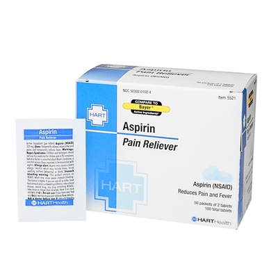 Aspirin Pain Reliever - 100 Tablets - EXPIRES October 2024